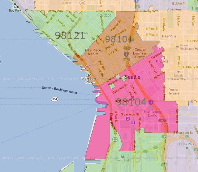 Downtown Seattle Zip Code Map | Current Red Tide Florida Map