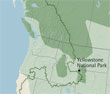 Map of gray wolf range in Cascadia