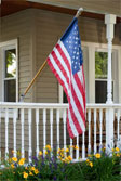 American flag on front porch