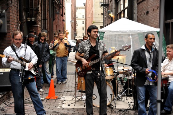 Salsa band Manigua playing in Nord Alley, Seattle