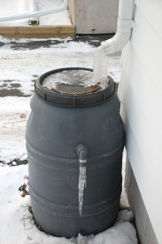 Frozen rain barrel