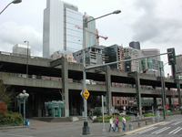 Highway through downtown area