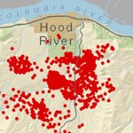 Map of new residents near Hood River in Oregon