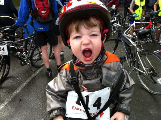 A very happy child cyclist!