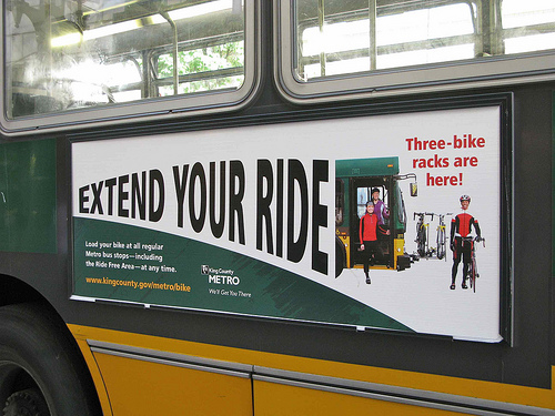 Ad for bike racks on King County buses.
