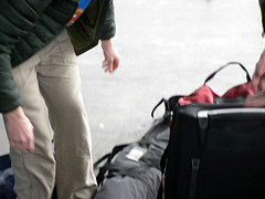 Reaching for luggage