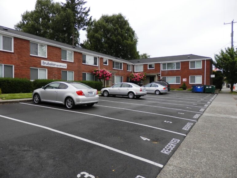 A parking court with tandem parking.