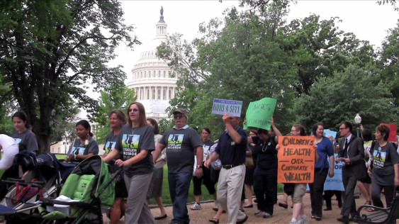 Film still of activist rally from Toxic Hot Seat documentary film, used with permission.
