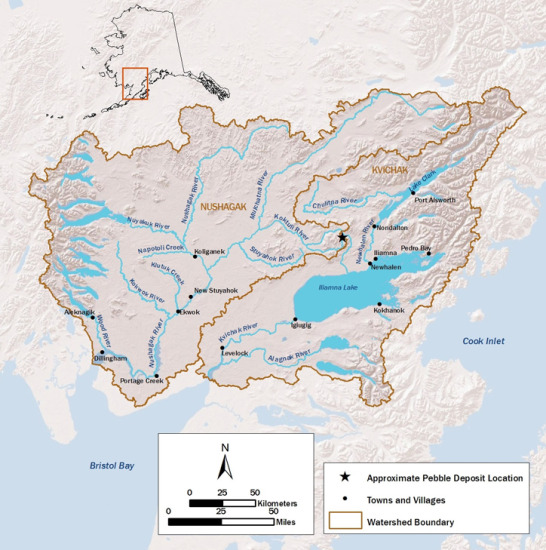 Pebble Mine watershed map by US EPA