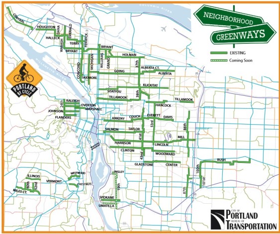 Portland neighborhood greenways map