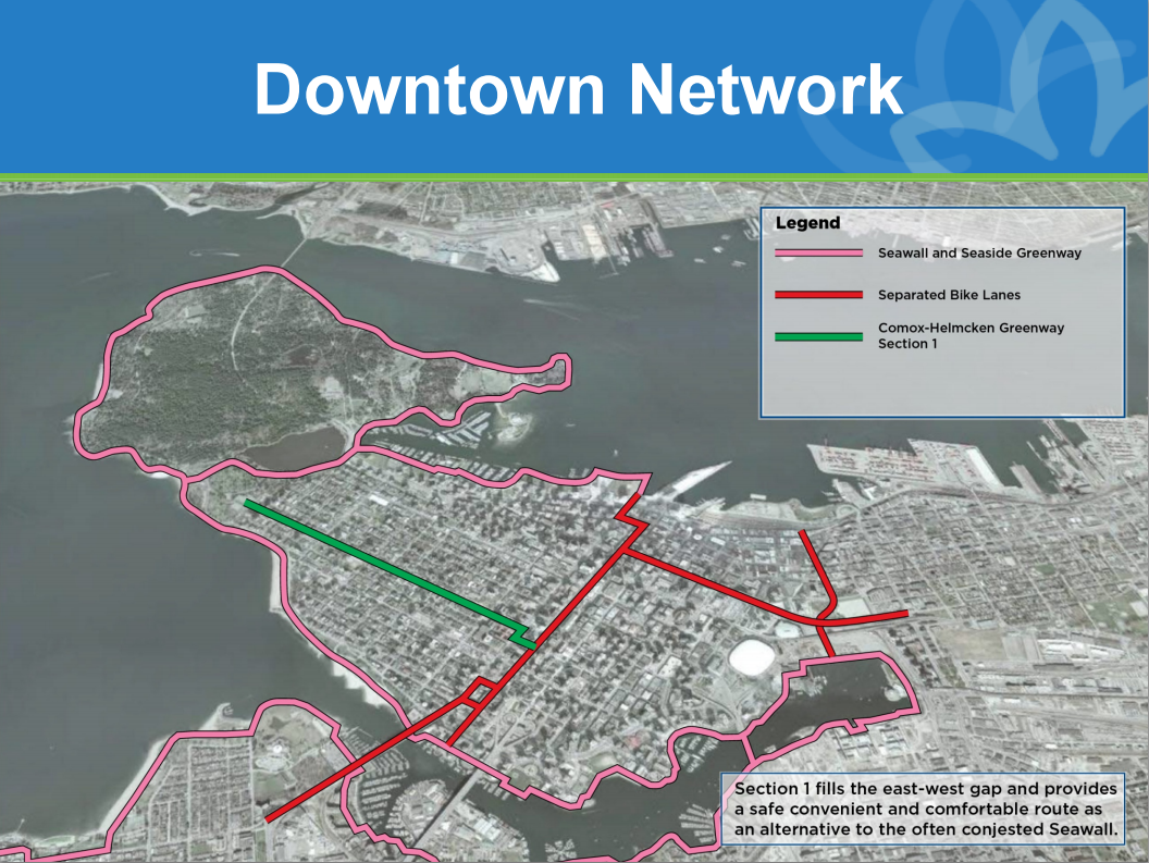Map of Comox-Helmcken connection, first phase. By City of Vancouver (see page 5).