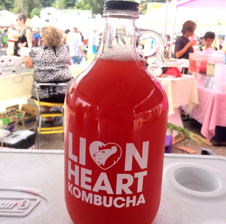 Lion Heart Kombucha, in a growler, by Lion Heart Kombucha 3, used with permission.
