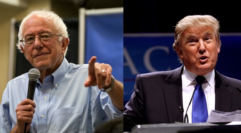 Sanders and Trump, by Phil Roeder and Gage Skidmore, cc.