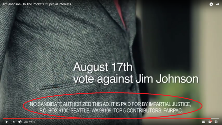 "Vote Against Jim Johnson," by Impartial Justice. Contributor highlight Sightline's own. 