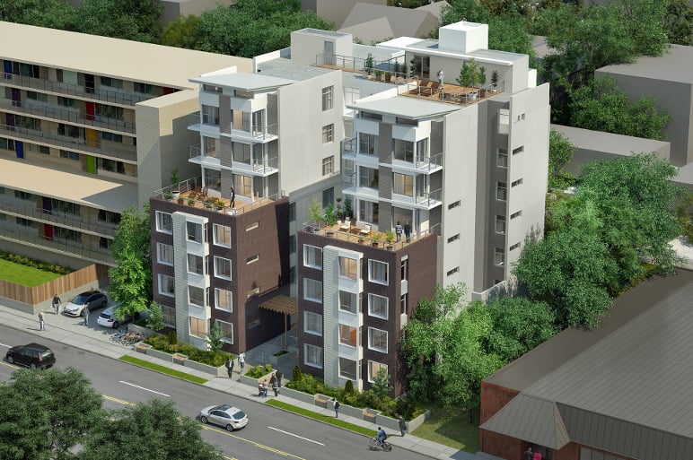 Rendering of Eastlake microhousing project, by Skidmore Janette, used with permission.