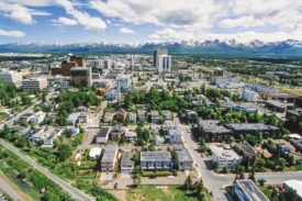 Aerial photo of Anchorage on a sunny day