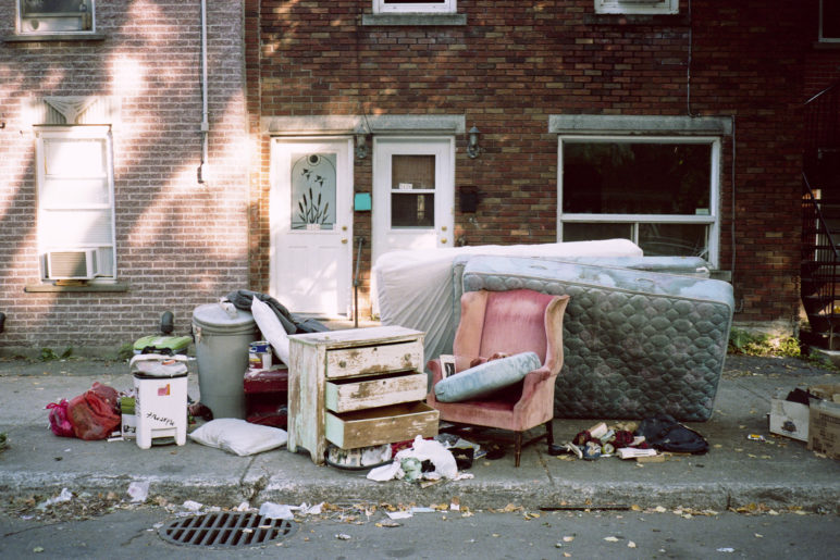 photo of someone's belongings piled on the sidewalk. Renter aid should kick in automatically. 