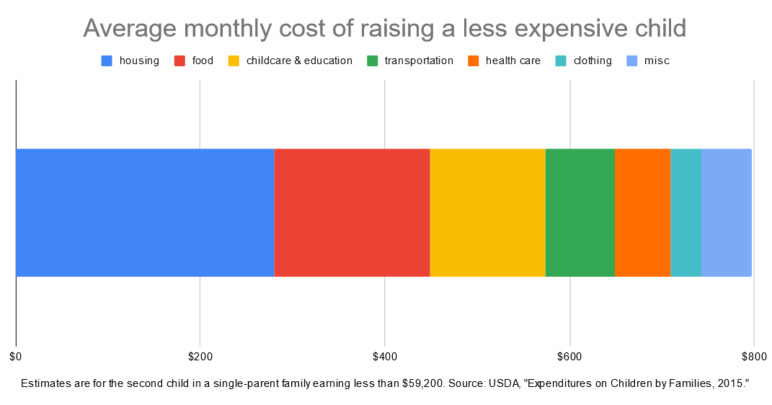 chart showing that additional housing is the single most expensive expense of parenting