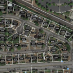 satellite image of low-density homes near the Willow Creek MAX station in Washington County, Oregon, with prices in the $400,000s and $500,000s