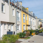 Row of modern serial 2-story houses in Berlin, Germany