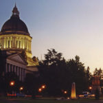 Olympia capitol building at dusk