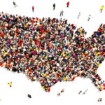 Outline of United States shape, filled in with people