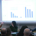 Cassie Graves, with the Portland Housing Bureau, presents data on the performance of Portland’s inclusionary housing program (screenshot from video of session).