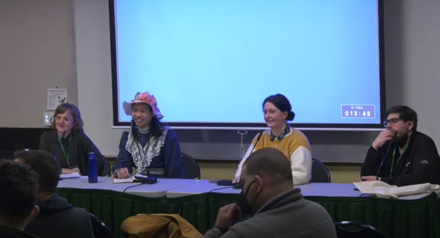 From left to right: moderator, Anna Fahey, Sightline Institute; and panelists Alfred Twu, East Bay for Everyone; Allyson Woodard, Sunrise Movement, National Hub; and Jamal Raad, Evergreen Action, respond to questions from YIMBYtown 2022 audience participants.