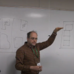Eli Spevak, of Orange Splot LLC, diagrams innovative ways to fit more homes on a lot (screenshot from video of session).   