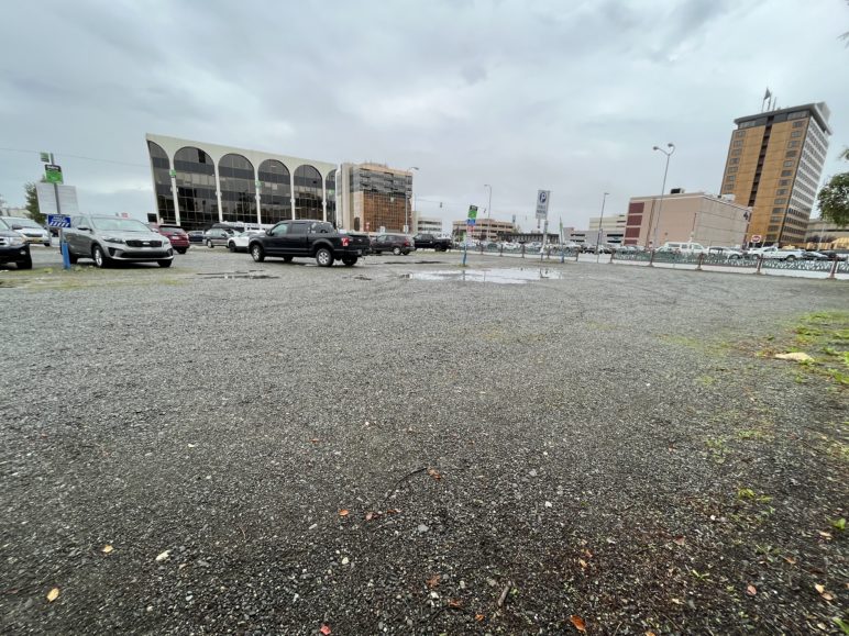 A large empty lot in downtown Anchorage