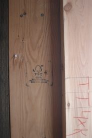 Photo of wood with a FSC certified stamp