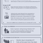 Graphic showing different ways to turn in your ballot in Alaska