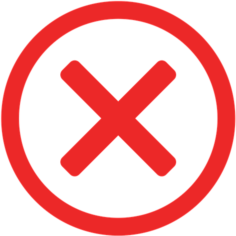 A red X with a circular border