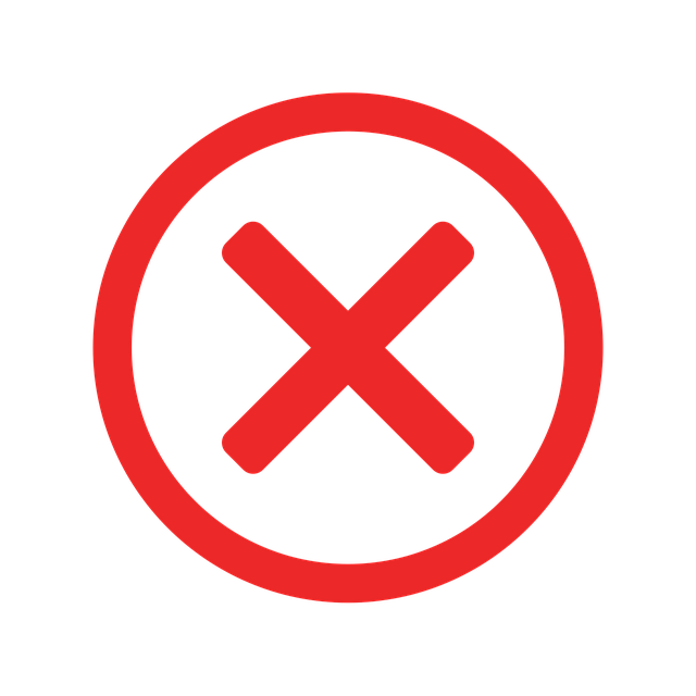 A red X with a circular border