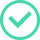 A green check mark with a circular border