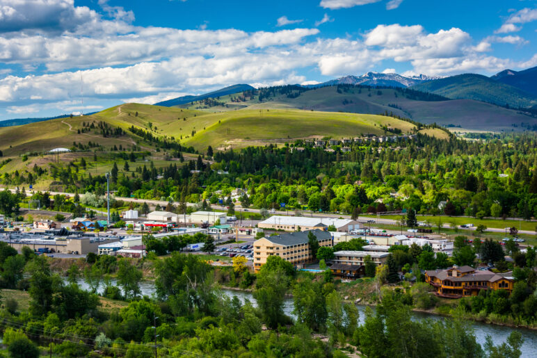 Photo of housing in Missoula admist a backdrop of a sunny, Montana day