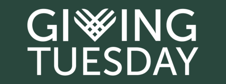 Large white font on black banner saying "Giving Tuesday"