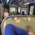 Point of view of a person in a bus