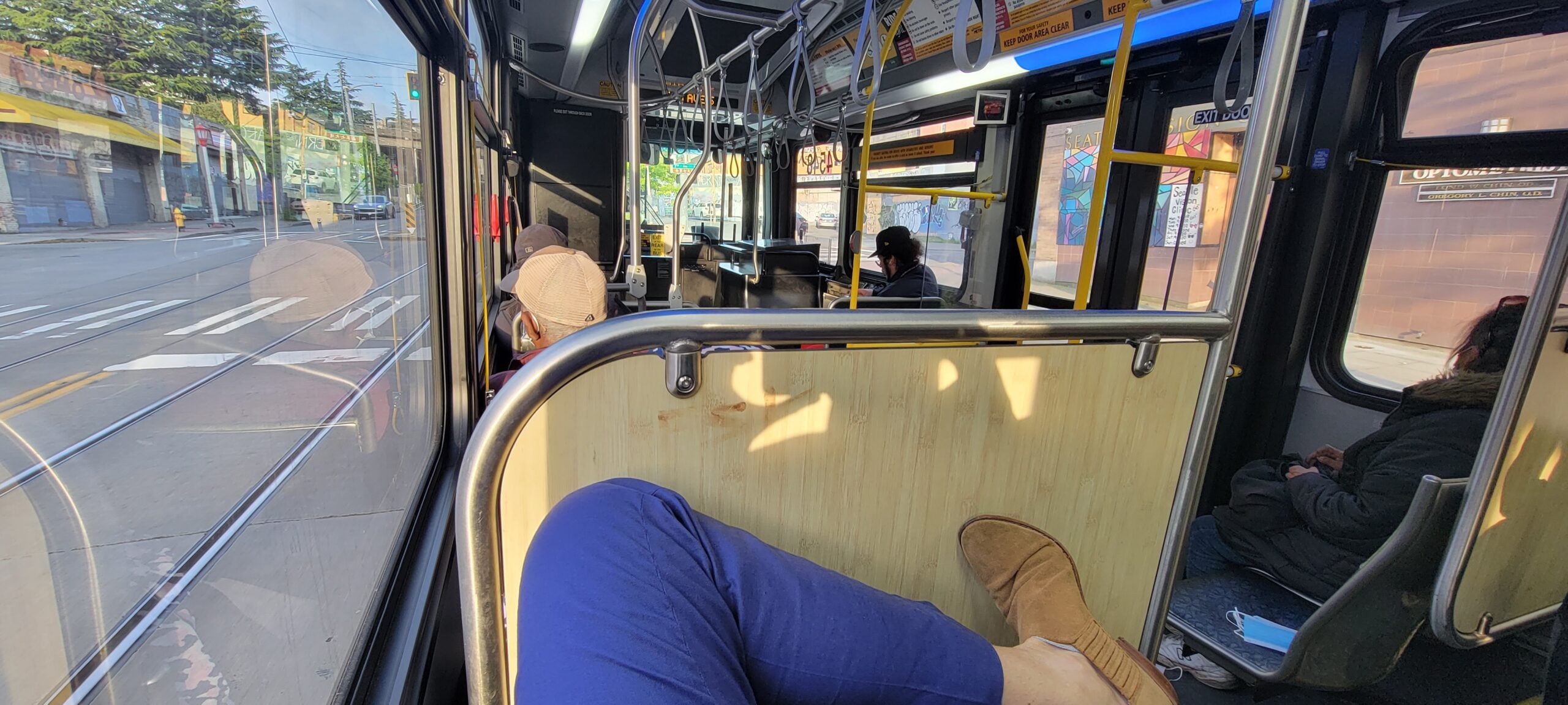 Point of view of a person in a bus