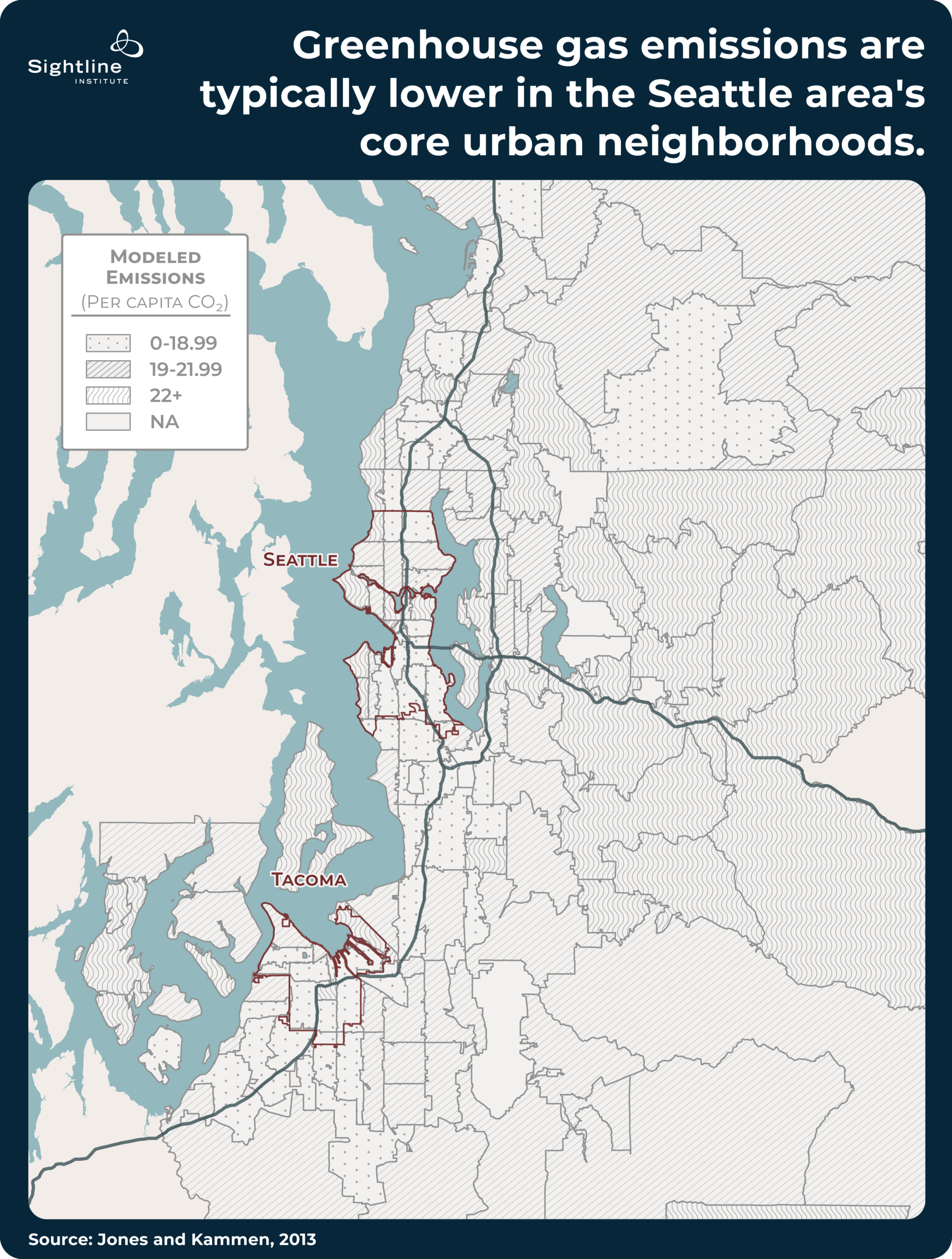 Map showing greenhouse emissions in Seattle
