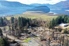 The town of Detroit, Oregon, suffered major losses from the 2020 Lionshead Fire. Photo by Oregon Department of Transportation.