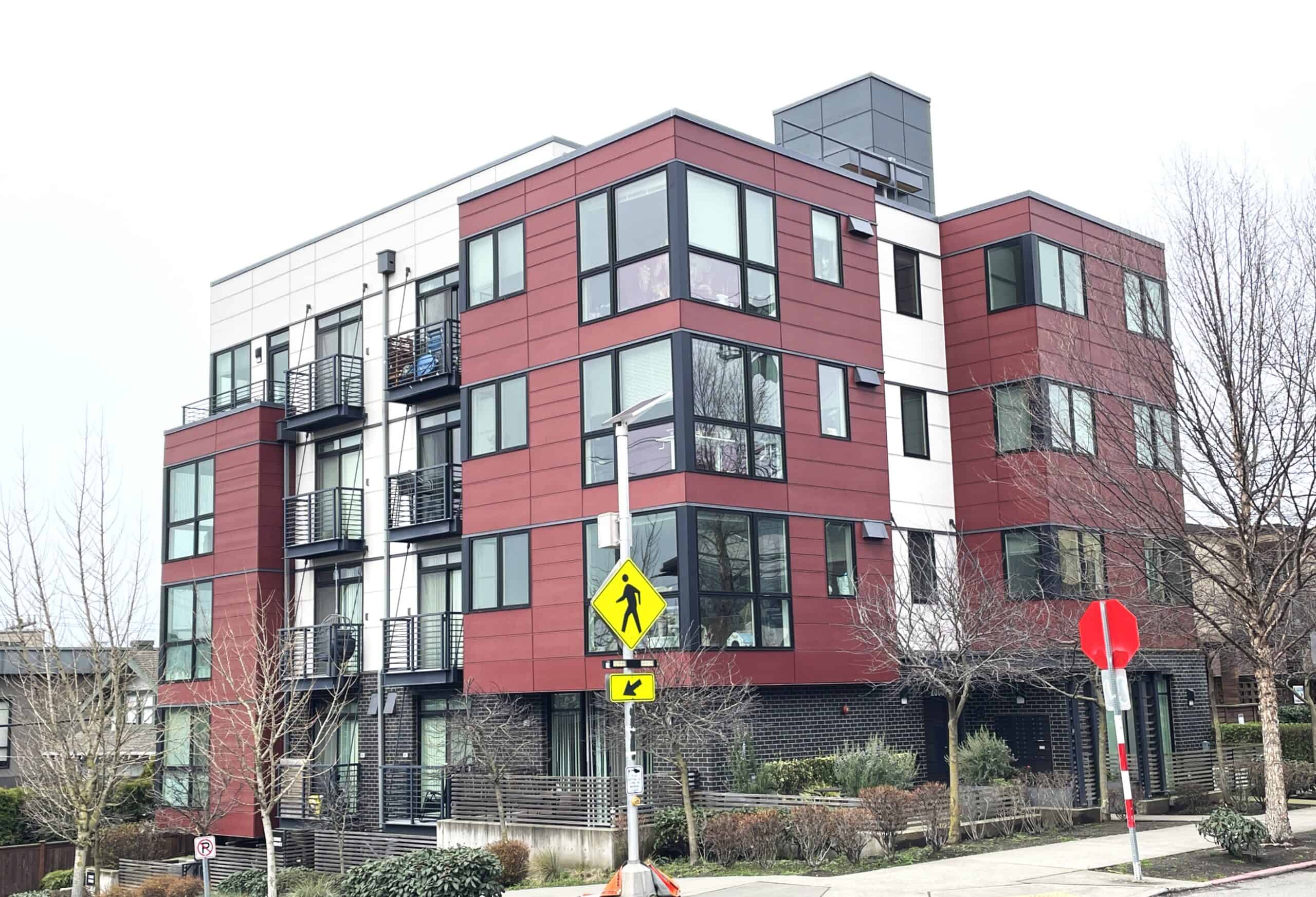 A single-stair apartment building of 22 homes, with an elevator, in Seattle’s Eastlake neighborhood. The passage of SB 5156 means more new apartment and condo homes can benefit from elevators in the future—a win for affordability and accessibility. Photo by Dan Bertolet.