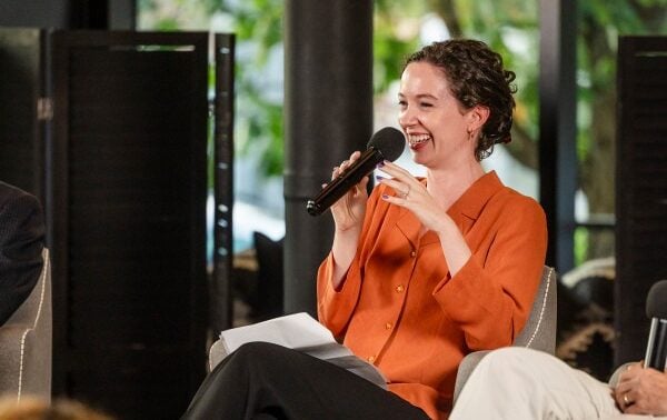 Emily speaking at an event