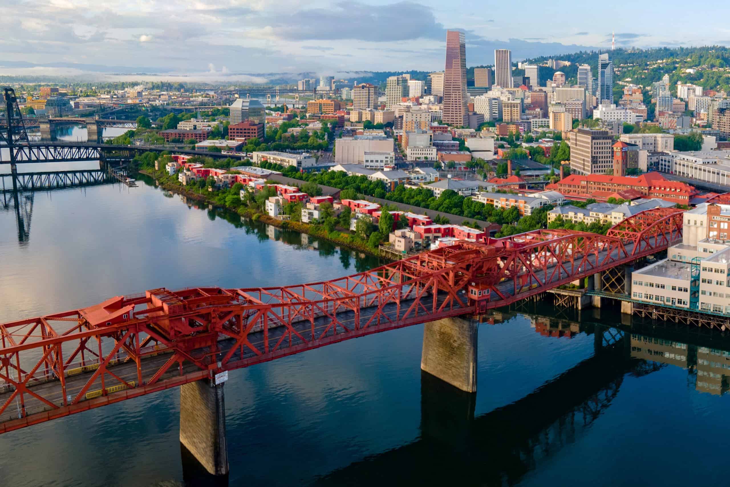 An aerial view of Portland, Oregon, where a state transit-oriented development (TOD) bill could go a long way to helping more people live where they wish—more conveniently and affordably. Photo by James Bentley Photography, via Shutterstock.