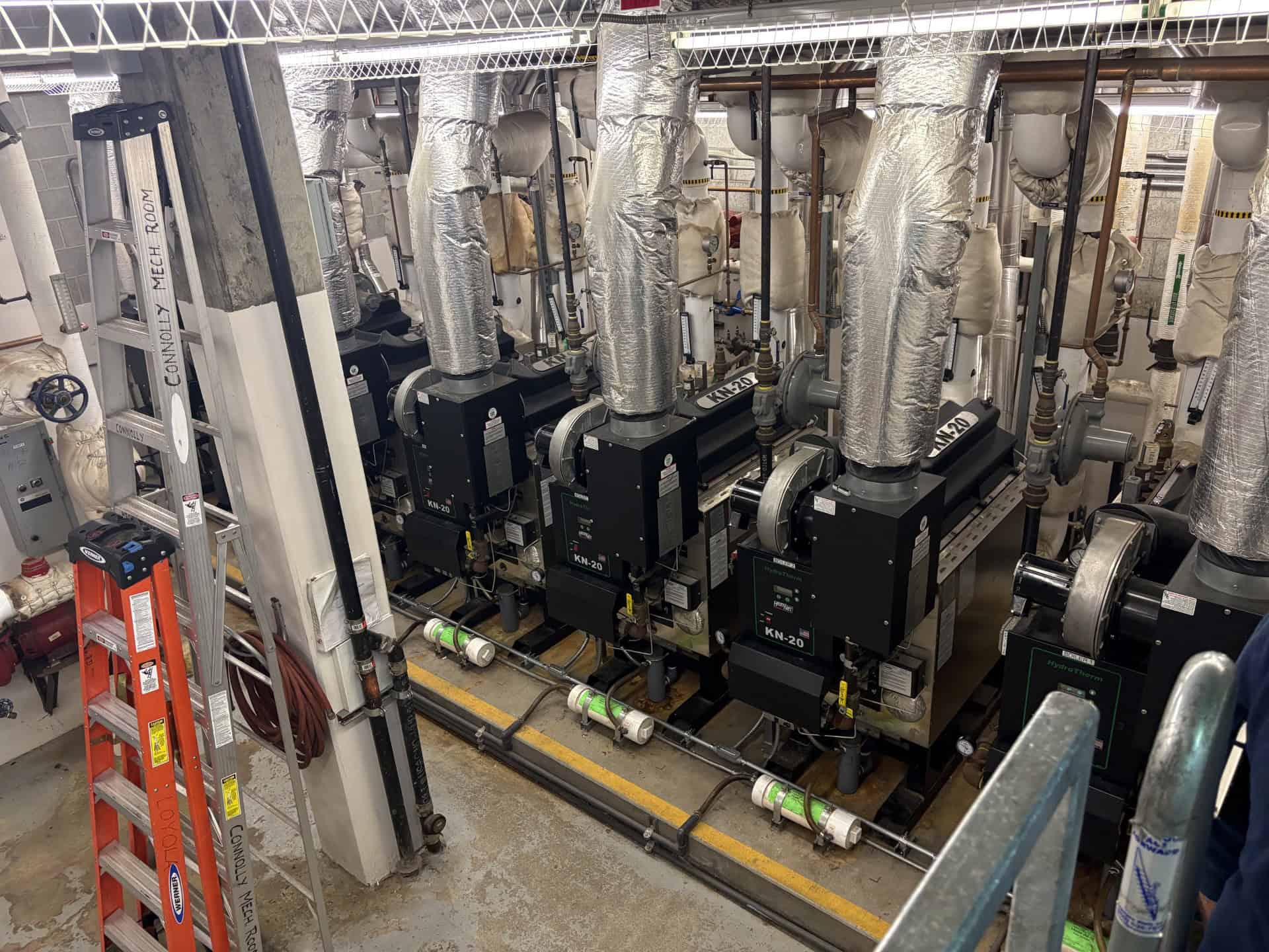 Gas furnaces below Seattle University. PSE’s pilot would install efficient electric heating and cooling to reduce the school’s reliance on these furnaces. Photo by Emily Moore.
