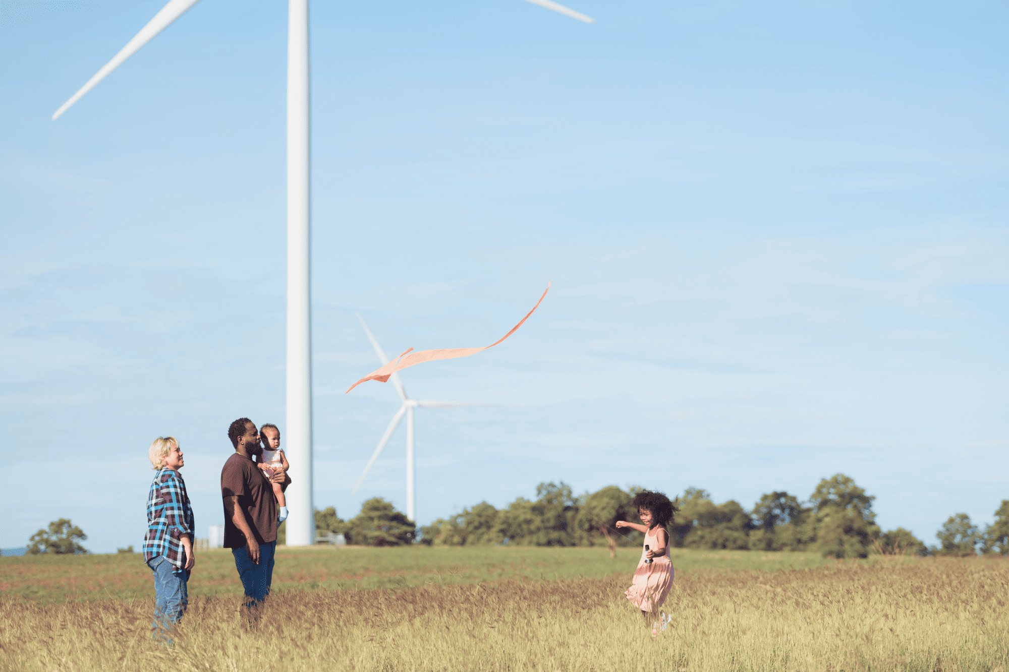 Family fun amid the wind turbines.